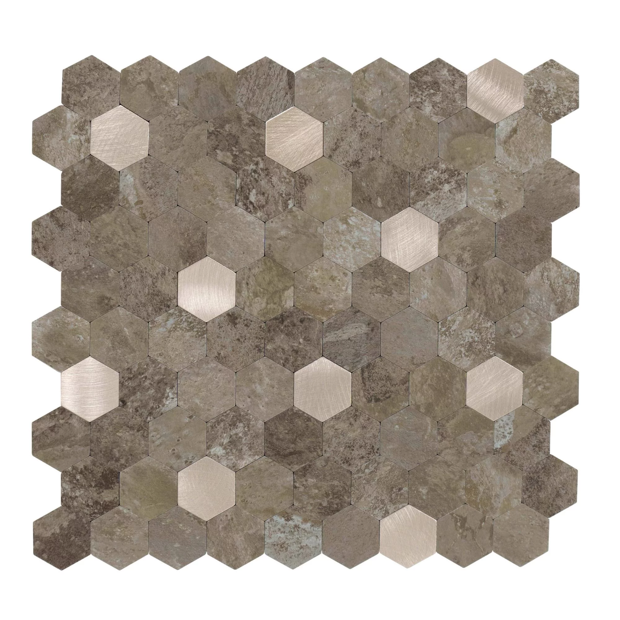 carreaux-autocollants-forme-hexagonale-0.88m².-11-pcs-aspect-pierre-brun-or