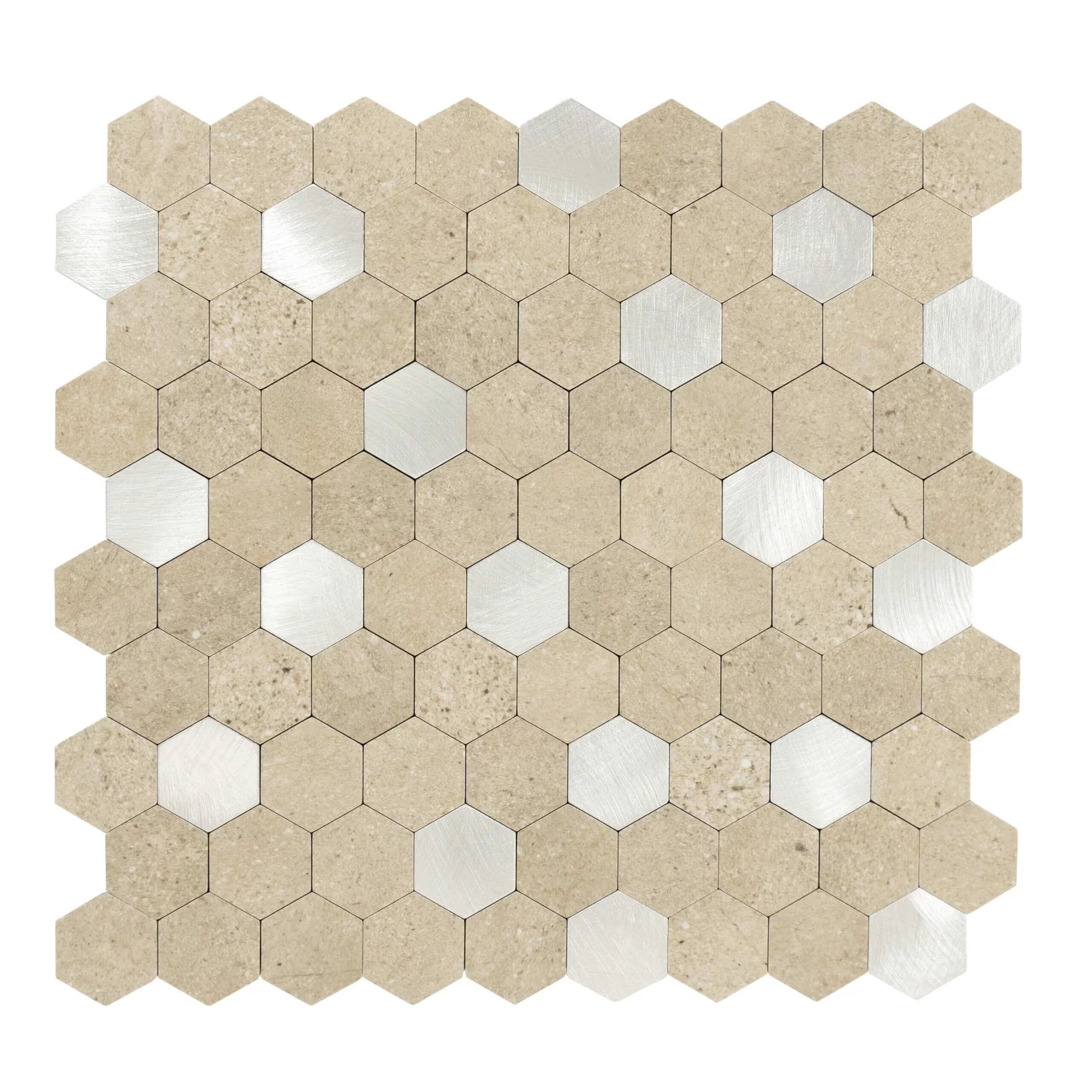 carreaux-autocollants-forme-hexagonale-0.88m².-11-pcs-aspect-pierre-sable-argent